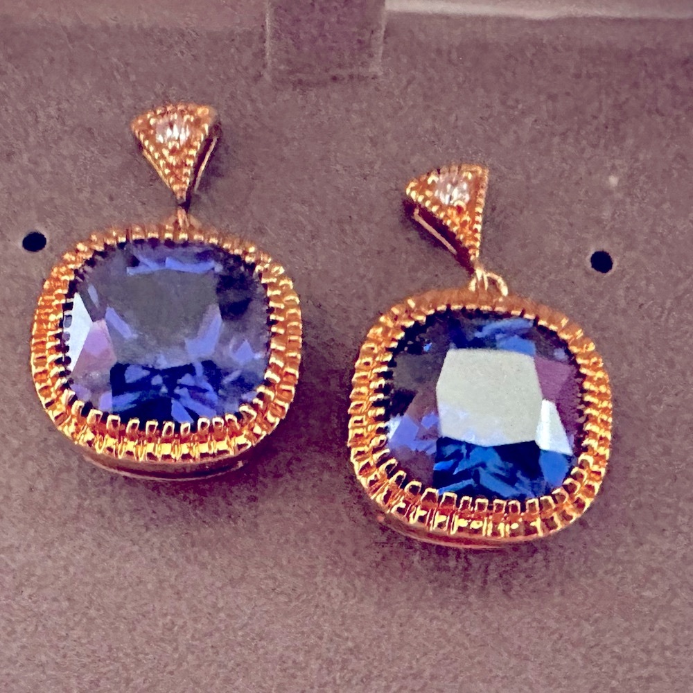 Nolan Miller Vintage (Swarovski Crystal) Square Indigo Earrings